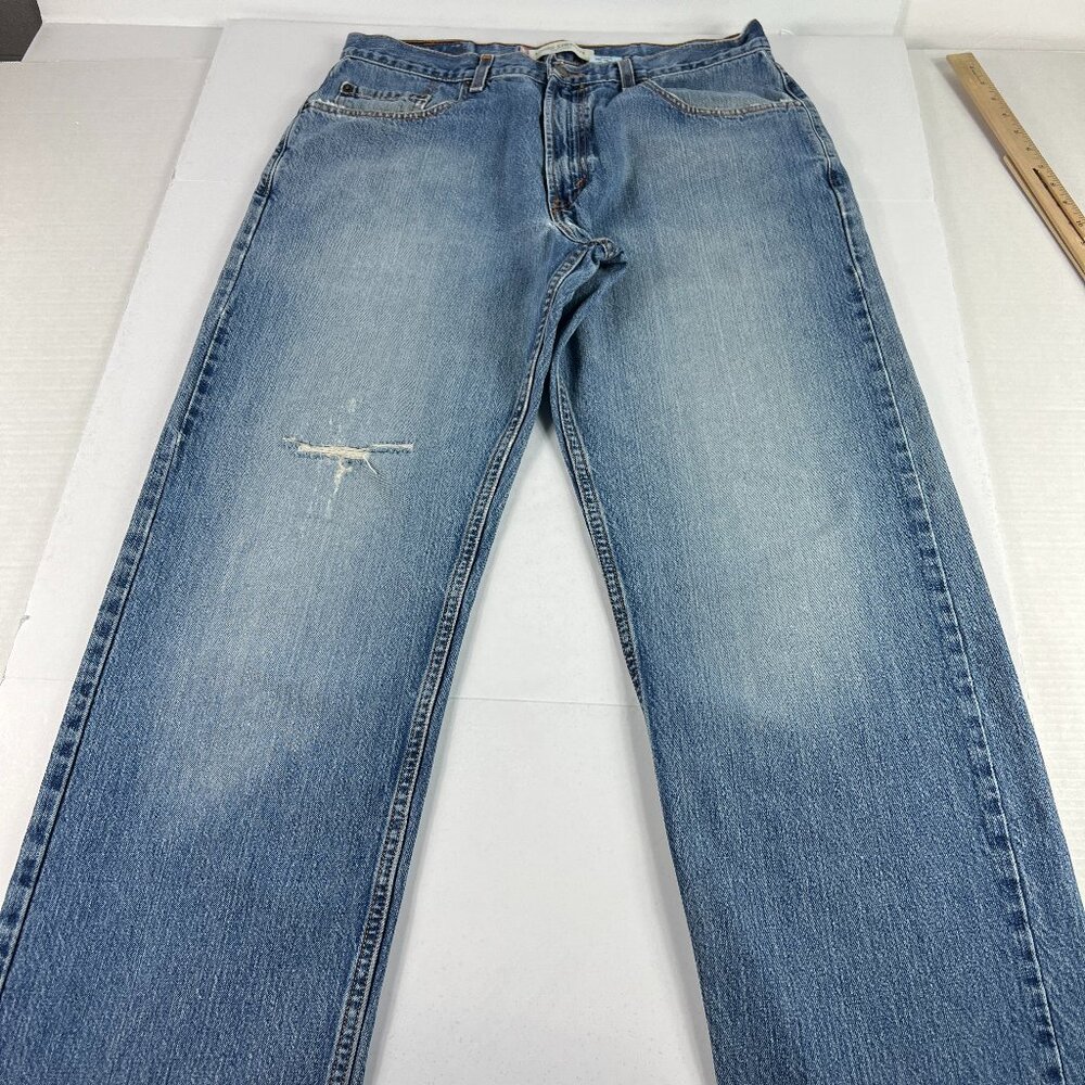 Y2K Levi's Jean Men 35x30 569 Loose Straight Blue Faded Thrashed Denim Tag 34x32